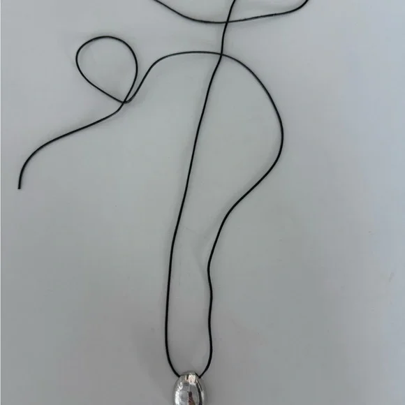 Silver Pendant Necklace with long straps - Picture 2 of 2